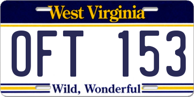 WV license plate OFT153