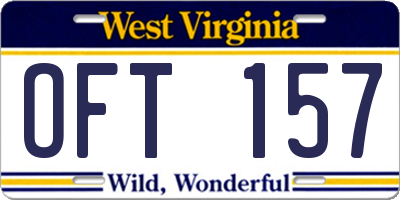 WV license plate OFT157