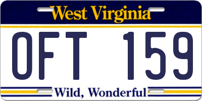 WV license plate OFT159