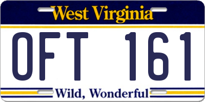 WV license plate OFT161
