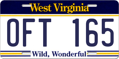 WV license plate OFT165