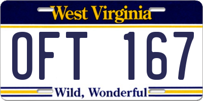 WV license plate OFT167