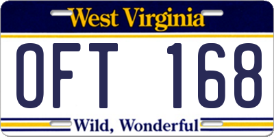 WV license plate OFT168