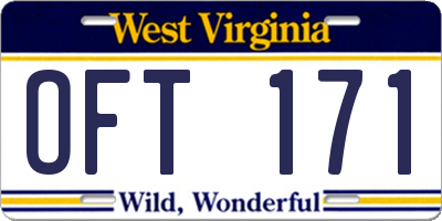 WV license plate OFT171