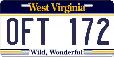 WV license plate OFT172