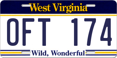 WV license plate OFT174