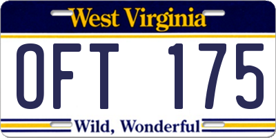 WV license plate OFT175