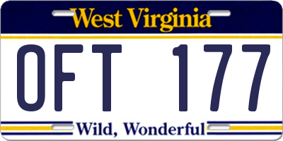WV license plate OFT177