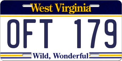 WV license plate OFT179