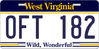 WV license plate OFT182