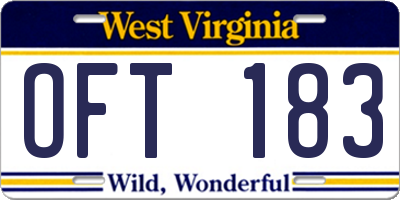 WV license plate OFT183