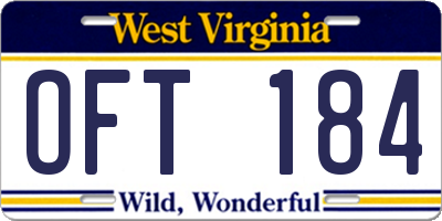 WV license plate OFT184