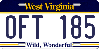 WV license plate OFT185