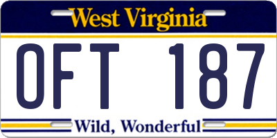 WV license plate OFT187