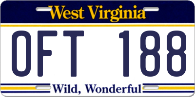 WV license plate OFT188