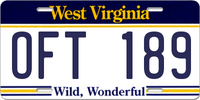 WV license plate OFT189