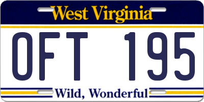 WV license plate OFT195