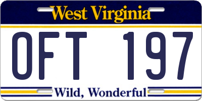 WV license plate OFT197