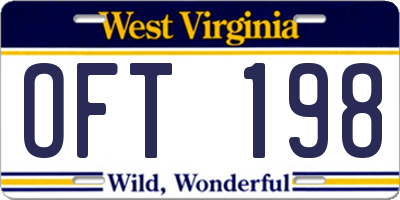 WV license plate OFT198
