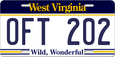 WV license plate OFT202