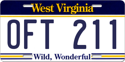 WV license plate OFT211