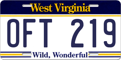 WV license plate OFT219