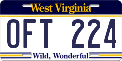 WV license plate OFT224