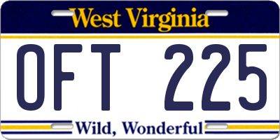 WV license plate OFT225