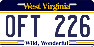 WV license plate OFT226