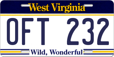 WV license plate OFT232