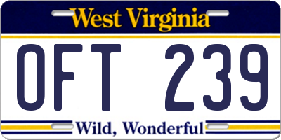 WV license plate OFT239