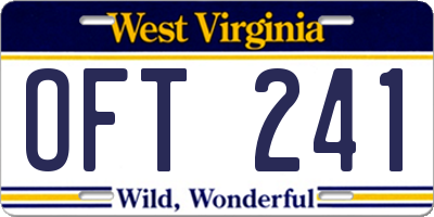 WV license plate OFT241
