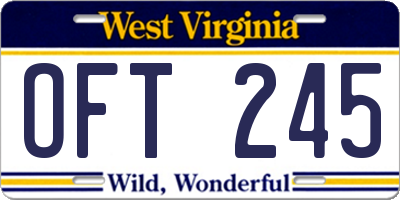 WV license plate OFT245