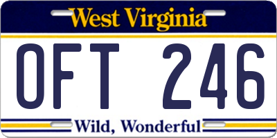 WV license plate OFT246