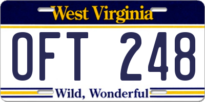 WV license plate OFT248