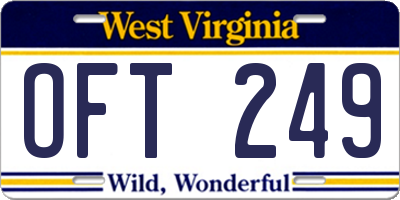 WV license plate OFT249
