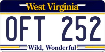 WV license plate OFT252