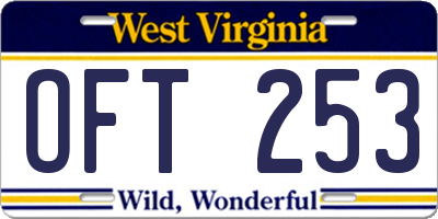 WV license plate OFT253