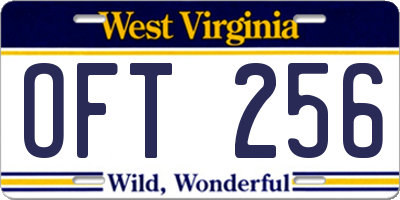 WV license plate OFT256