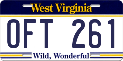 WV license plate OFT261