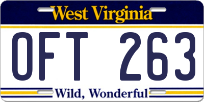 WV license plate OFT263