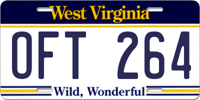 WV license plate OFT264