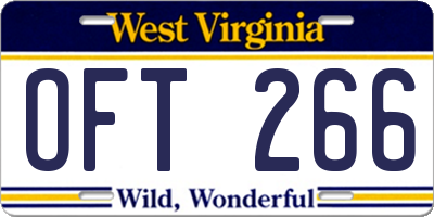 WV license plate OFT266