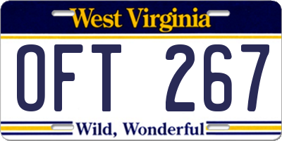 WV license plate OFT267