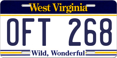 WV license plate OFT268