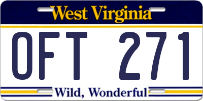 WV license plate OFT271