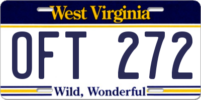 WV license plate OFT272
