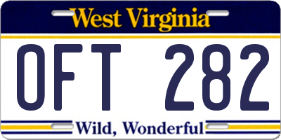 WV license plate OFT282