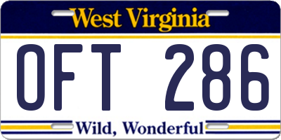 WV license plate OFT286