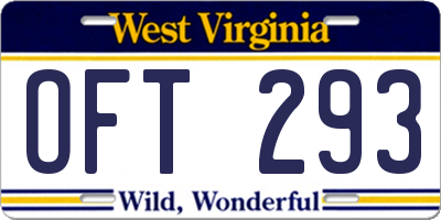 WV license plate OFT293